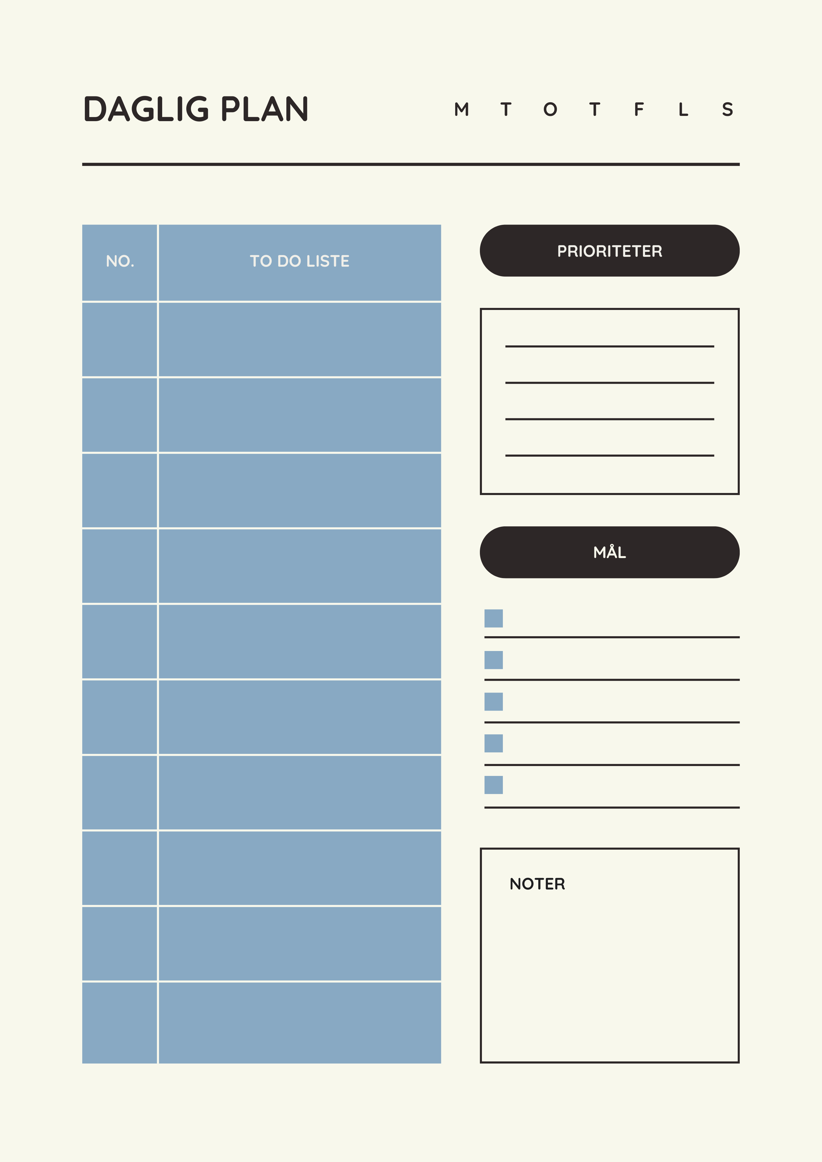 Daglig Plan - Business Planner - Blå